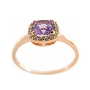Rose gold plated Sterling Ring with Amethyst and CZs